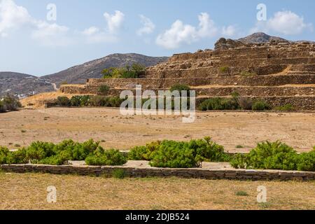 Site archéologique de Skarkos - colonie de l'âge de bronze précoce sur l'île d'iOS, Cyclades, Grèce. C'est l'un des plus importants sites préhistoriques de Banque D'Images