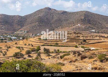 Site archéologique de Skarkos - colonie de l'âge de bronze précoce sur l'île d'iOS, Cyclades, Grèce. C'est l'un des plus importants sites préhistoriques de Banque D'Images