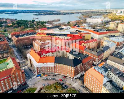 Vue aérienne du centre-ville d'Helsinki, Finlande Banque D'Images