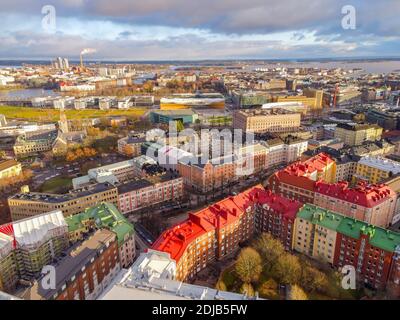 Vue aérienne du centre-ville d'Helsinki, Finlande Banque D'Images