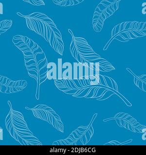 plumes sans couture sur fond bleu. Illustration de Vecteur