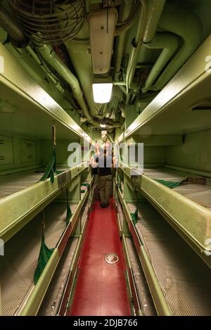 À l'intérieur du sous-marin américain, l'USS Growler au musée Intrepid de la ville de New York aux États-Unis Banque D'Images