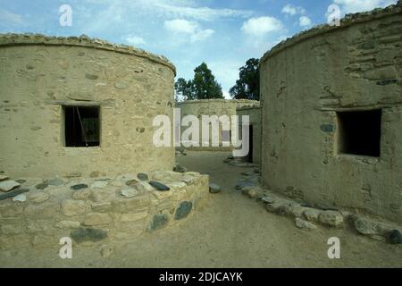 La viallge néolithique de Choirokoitia près de la ville de Larnaka dans le sud de Chypre. Chypre, Larnaka, novembre 2001 Banque D'Images