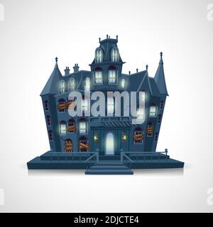 joyeux halloween. maison hantée isolée sur fond blanc Illustration de Vecteur