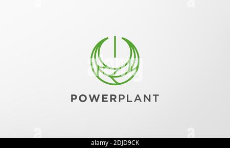 logo vert de plante de feuille de puissance dans un moderne et minimaliste forme Illustration de Vecteur