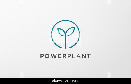 logo power leaf plant de forme moderne et minimaliste Illustration de Vecteur