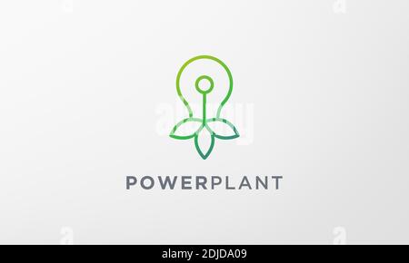 logo d'ampoule de plante vert simple dans un style moderne Illustration de Vecteur
