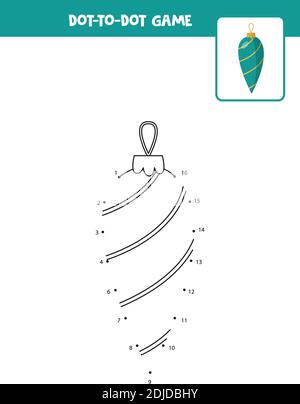 Pratique de l'écriture manuscrite pour les enfants. Point à point avec boule de Noël. Illustration de Vecteur