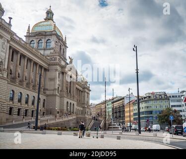 Le Musée national tchèque de la place Venceslas, Prague. Banque D'Images