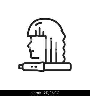 Icône de ligne noire pour lisser les cheveux. Services de coiffeur. Illustration de Vecteur