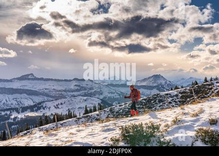 Paysage montagneux d'hiver dans les Alpes d'Allgaeu près de Balderschwang, Bavière, Allemagne Banque D'Images