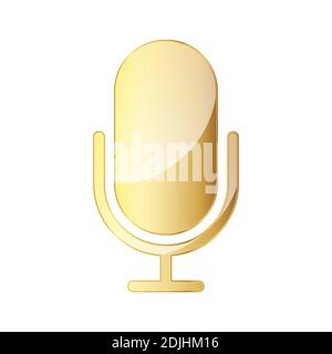 Icône de microphone. Icône de microphone or isolée. Illustration vectorielle. Symbole doré du microphone Illustration de Vecteur