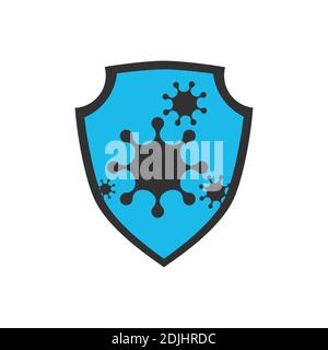 Bannière Web de vecteur de protection contre les virus, modèle de page de site Web. Chine épidémie du coronavirus de Wuhan. Bouclier de style polygonal avec protection contre les bactéries, cor Illustration de Vecteur