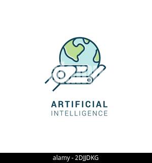 Logo Vector Color de la société de technologie des robots, robots, androïdes, intelligence artificielle et technologies du futur dans le style linéaire. SPE 10. Illustration de Vecteur