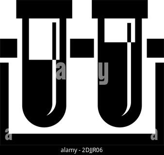 Flacons de portoirs pour tubes à essai chimiques, équipement de laboratoire. Illustration de l'icône vecteur plat. Symbole noir simple sur fond blanc. Flacons de portoirs pour tubes à essai chimiques Illustration de Vecteur
