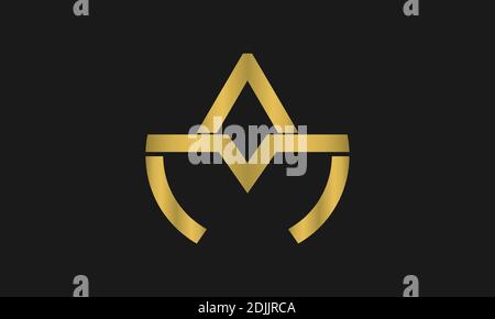 A , M , ma , AM lettre logo design et monogramme. Modèle de conception de logo vecteur de couronne lettre A, M. Logo abstrait de la couronne. Illustration de Vecteur