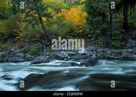 WA18745-00...WASHINGTON - temps d'automne le long de la rivière Wenatchee dans le canyon de Tumwater dans la forêt nationale de Wenatchee. Banque D'Images