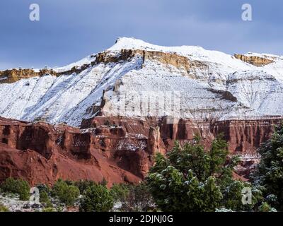 Jour de neige dans le parc, Parc d'état de Kodachrome Basin, Cannonville, Utah. Banque D'Images