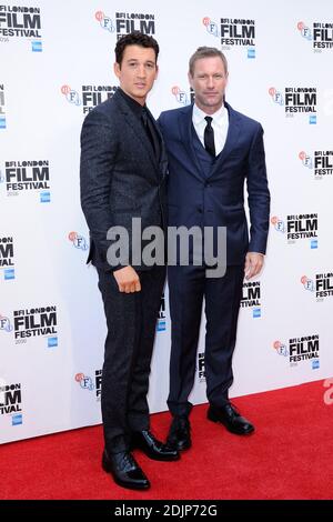 Miles Teller et Aaron Eckhart assistent à la première de Blean pour cela dans le cadre du BFI London film Festival à Londres, en Angleterre, le 09 octobre 2016. Photo d'Aurore Marechal/ABACAPRESS.COM Banque D'Images