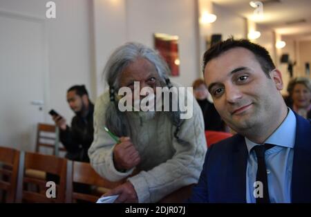 Florian Philippot présente le programme Marine le Pen pour les personnes âgées à la Maison de la Chimie, Paris, France, le 20 octobre 2016. Photo de Christian Liewig/ABACAPRESS.COM Banque D'Images