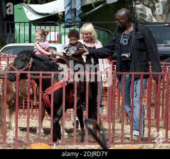 Heidi Klum et Seal emparent leur couvée de plus en plus au Pumpkin Patch à West Hollywood, Californie. Les enfants jouaient avec des squelettes et couraient autour dans une citrouille rebondissante. Ils ont même pris un tour sur des poneys mais la paire a refusé de faire peindre leurs visages. La famille a passé deux heures dans le hotspot d'Halloween avant de choisir quelques citrouilles et de rentrer à la maison. 10/14/06 Banque D'Images