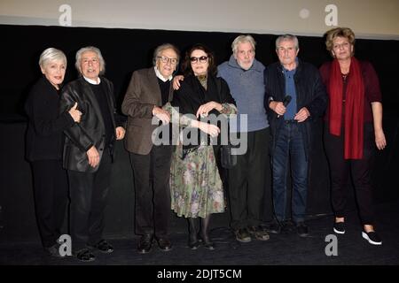 Anouk Aimee, Pierre Barouh, Nicole Croisille, Claude Lelouch, Francis Lai, Jean-Louis Trintignant, assistant à la projection de l'un Homme et une femme pour son 50e anniversaire à l'Arlequin le 6 novembre 2016 à Paris, France. Photo d'Alban Wyters/ABACAPRESS.COM Banque D'Images