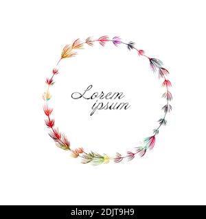 Cadre fleuri rond avec fleurs multicolores. Illustration vectorielle Illustration de Vecteur