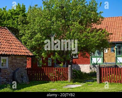 Europe, Suède, Smaland, île d'Öland, maison suédoise avec jardin, près de Langlöt Banque D'Images