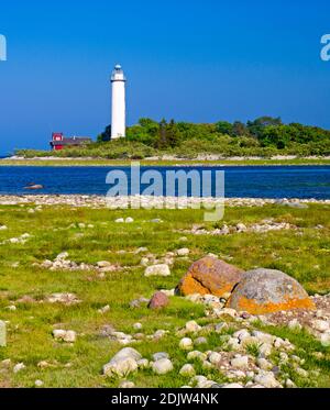 Europe, Suède, Smaland, île d'Öland, phare de Lange Erik, côte nord, Ölands Norra Udde Banque D'Images
