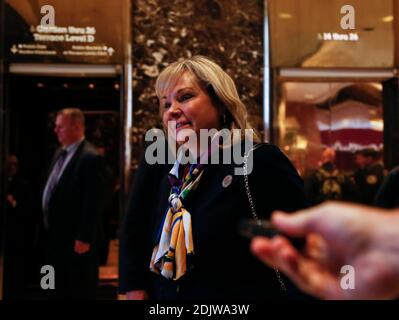 Mary Fallin, gouverneure de l’Oklahoma, s’adresse aux journalistes après avoir rencontré le président élu Donald Trump, le 21 novembre 2016, à la Trump Tower de New York, NY (Aude Guerrucci / Pool) Banque D'Images