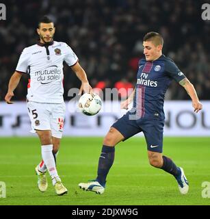 PSG's Marco Verratti during the French Ligue 1 soccer match, PSG vs Nice at the Parc des Princes, Paris, France, on December 11th, 2016. Photo by Christian Liewig/ABACAPRESS.COM Stock Photo