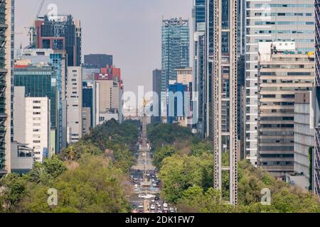 Mexico City, FEB 16, 2017 - High angle view of The Angel of Independence Stock Photo