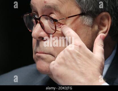 Photo du dossier en date du 28 juillet 2020 du procureur général des États-Unis William Barr témoigne lors d'une audience de la Commission judiciaire de la Chambre sur Capitol Hill à Washington, DC, Etats-Unis. ÉTATS-UNIS le procureur général des États-Unis, William Barr, l’un des plus fervents alliés de Donald Trump, a démissionné quelques semaines après qu’il ait contredit le président en disant que le ministère de la Justice n’avait révélé aucune preuve de fraude électorale généralisée susceptible de modifier le résultat des élections de 2020. Photo par Chip Somodevilla/Pool/ABACAPRESS.COM Banque D'Images