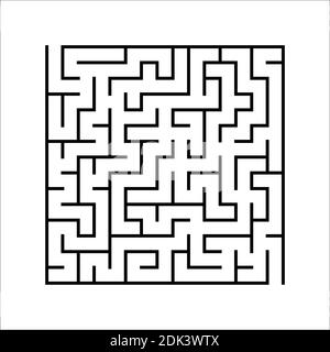 Labyrinthe carré noir. Un jeu intéressant et utile pour les enfants. Puzzle pour enfants avec une entrée et une sortie. Tambour de conuntambour de labyrinthe. Vecteur plat simple Illustration de Vecteur