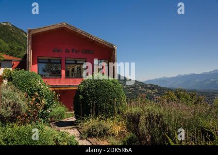 Restaurant sur Grenoble Bastille Hilltop Banque D'Images