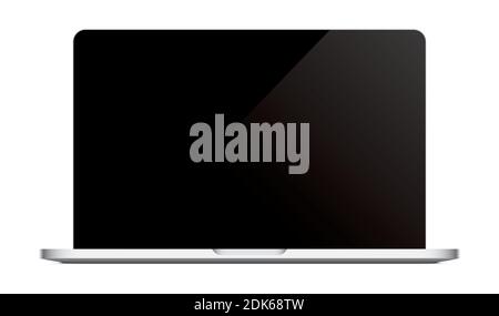 Modern sleek laptop with a clear black screen, isolated on a white background. Realistic notebook vector mockup. Illustration de Vecteur