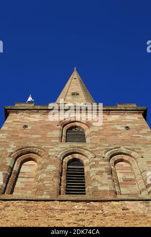 La tour et la flèche de Saint Michel et de l'église de tous les anges, Ledbury, Herefordshire, Angleterre, Royaume-Uni. Banque D'Images