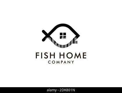 Simple icône FISH House logo modèle inspiration design Illustration de Vecteur