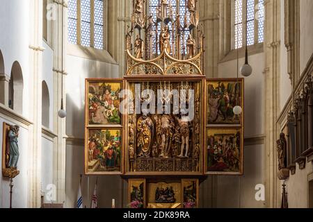 Pulkau, église catholique hl. Blut (St. Sang) à Pulkau, le Pulkauer Flügelretar (autel à ailes pulkau) à Weinviertel, Niederösterreich, Basse-Autriche, Autriche Banque D'Images