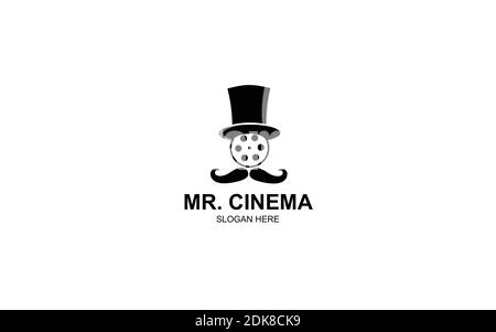 Mr. cinema with hat black Logo symbol Template Design Stock Vector