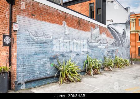 Murale, art de rue, Dudedin, Otago, Île du Sud, Nouvelle-Zélande, Océanie Banque D'Images