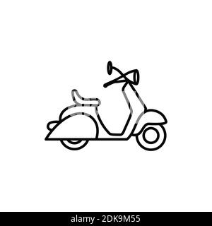 Scooter. Transport rétro. Symbole noir monoline Illustration de Vecteur