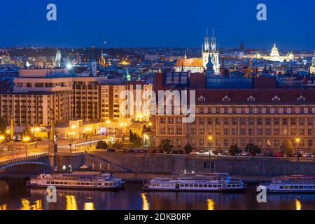 Praha, view from Letna Park to Vltava River and the city center in Holesovice, Praha, Prag, Prague, Czech Stock Photo