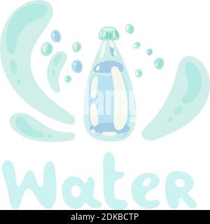 Bouteille d'eau en plastique. Eau minérale. Conteneur en plastique. Plastique pour boissons, emballage en verre, stockage d'eau froide. Illustration de la bouteille d'eau plate avec Illustration de Vecteur