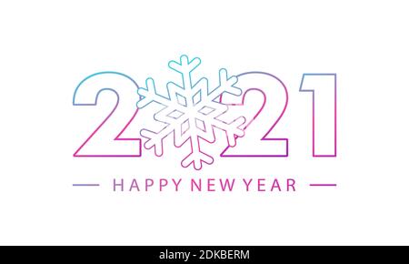 Logo vecteur nouvel an 2021 isolé. Texte de la bonne année avec le concept de flocon de neige Illustration de Vecteur