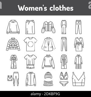 Ensemble de couleurs pour femmes. Pictogrammes pour la page Web, l'application mobile, la promotion. Illustration de Vecteur