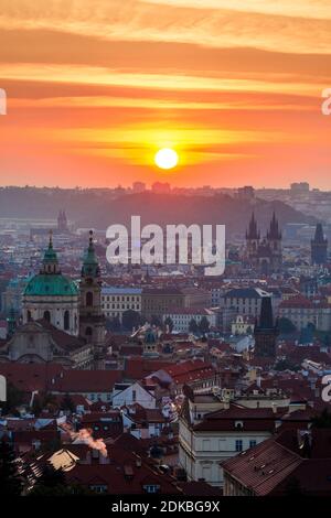 Praha, églises et tours, vue de Mala Strana (petite ville) en vue d'ensemble, Praha, Prag, Prague, Tchèque Banque D'Images