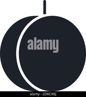 Icône pêche. Silhouette noire isolée. Icône de remplissage en continu. Design minimaliste moderne. Illustration vectorielle. Fruits. Illustration de Vecteur