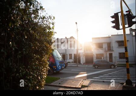 Coucher de soleil vu de l'intérieur du quartier la Soledad le 11 2020 décembre, à Bogota, Colombie Banque D'Images