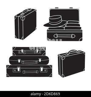 Jeu de différents bagages illustré en blanc Illustration de Vecteur